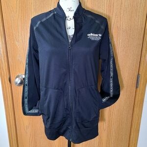Adidas The Brand with the 3 Stripes logo tape zip up streetwear track jacket